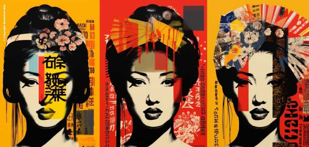Twisting Japanese Breakfast Recipe Mix of Western Culture and Eastern Culture. Style: Pop Art.